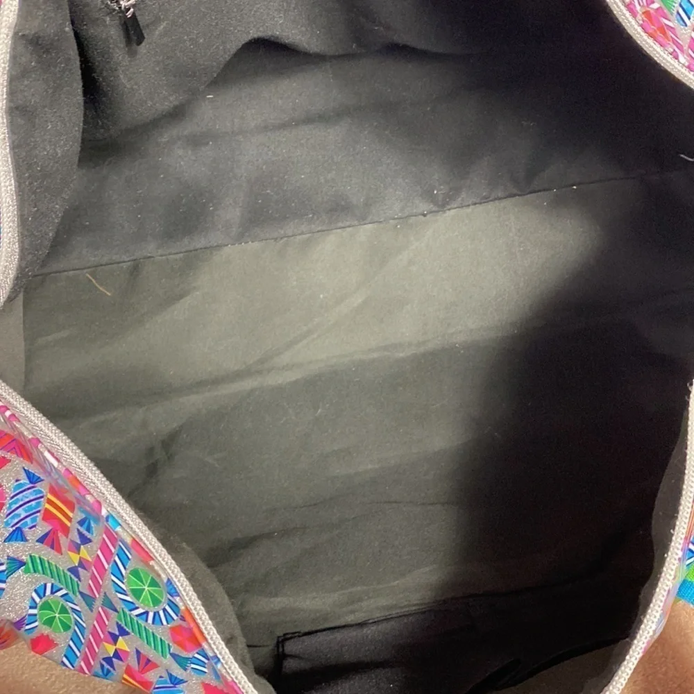 Bari Lynn silver candy print duffel bag